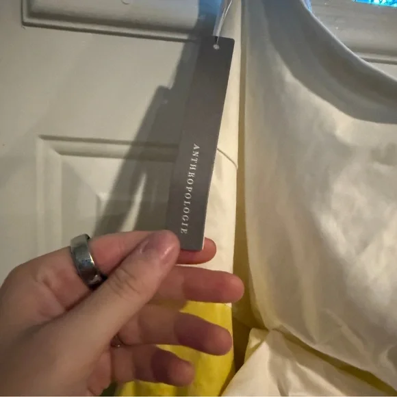 Anthropologie Hutch Color block Strapless Bow Dress NWT Yellow White - Picture 7 of 9